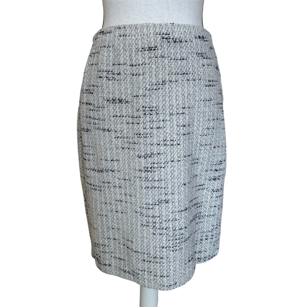 St John Collection Wool Tweed Knit Pencil Skirt White Blue Womens 8 - Picture 8 of 8